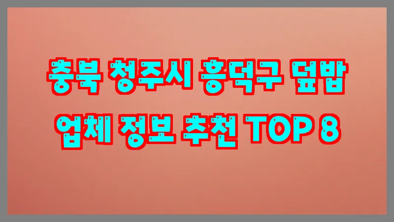 충북 청주시 흥덕구 덮밥 업체 정보 추천 TOP 8