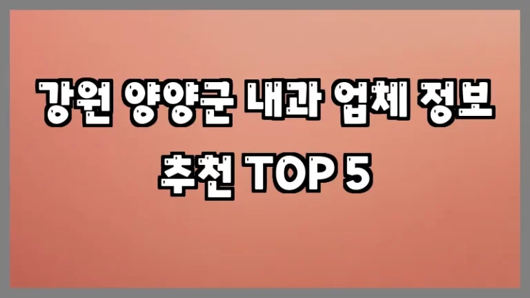 강원 양양군 내과 업체 정보 추천 TOP 5