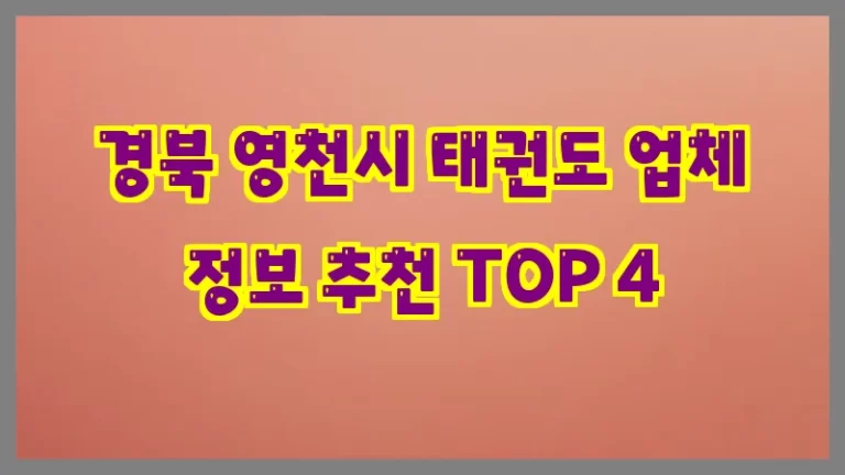 경북 영천시 태권도 업체 정보 추천 TOP 4