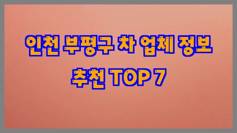 인천 부평구 차 업체 정보 추천 TOP 7