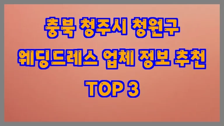 충북 청주시 청원구 웨딩드레스 업체 정보 추천 TOP 3