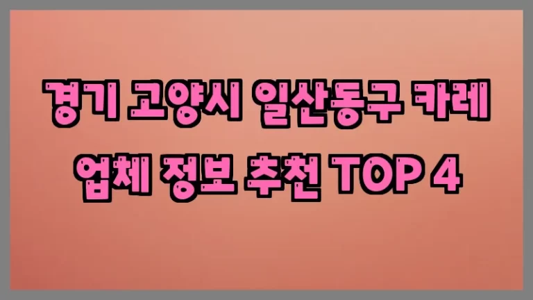 경기 고양시 일산동구 카레 업체 정보 추천 TOP 4
