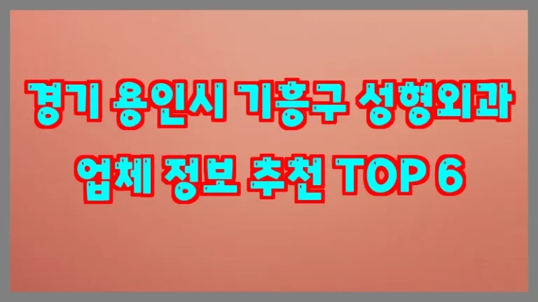 경기 용인시 기흥구 성형외과 업체 정보 추천 TOP 6