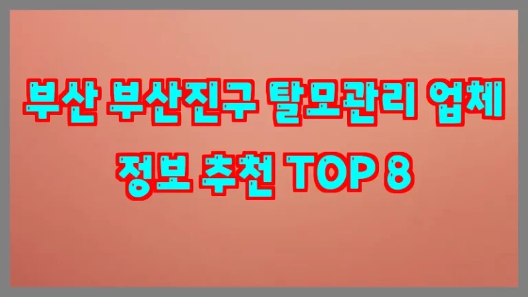 부산 부산진구 탈모관리 업체 정보 추천 TOP 8