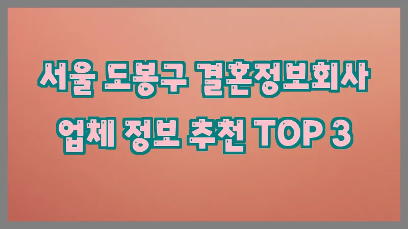 서울 도봉구 결혼정보회사