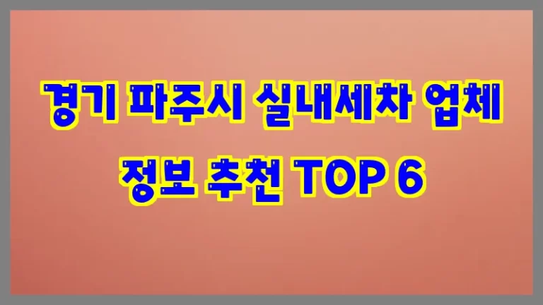 경기 파주시 실내세차 업체 정보 추천 TOP 6