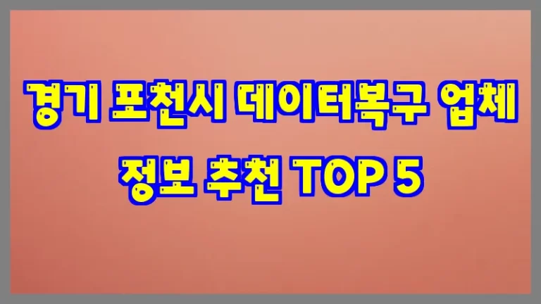 경기 포천시 데이터복구 업체 정보 추천 TOP 5