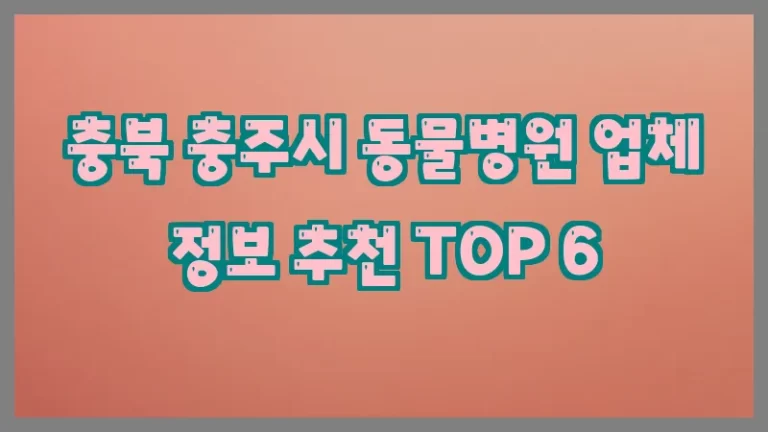 충북 충주시 동물병원 업체 정보 추천 TOP 6