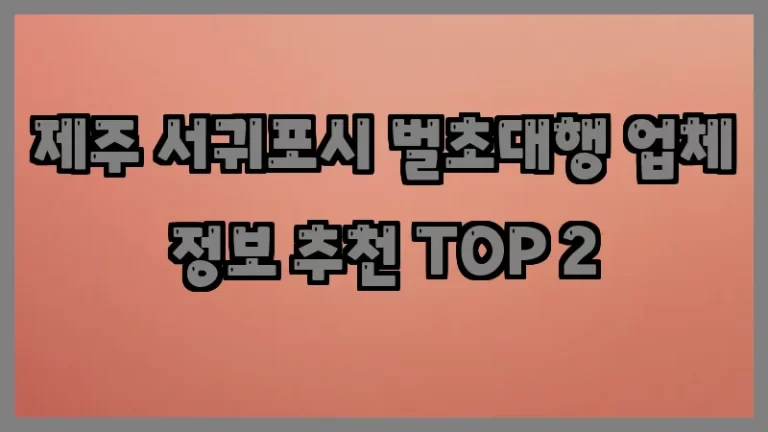 제주 서귀포시 벌초대행 업체 정보 추천 TOP 2