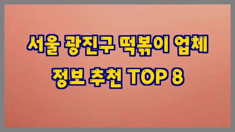 서울 광진구 떡볶이 업체 정보 추천 TOP 8