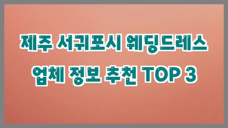 제주 서귀포시 웨딩드레스 업체 정보 추천 TOP 3