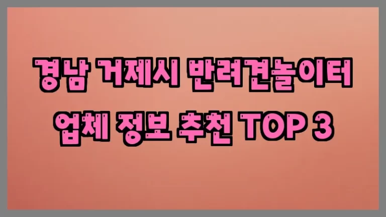 경남 거제시 반려견놀이터 업체 정보 추천 TOP 3