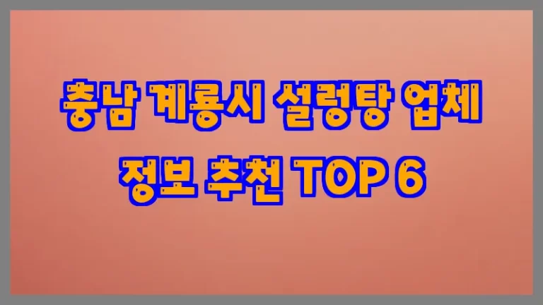 충남 계룡시 설렁탕 업체 정보 추천 TOP 6