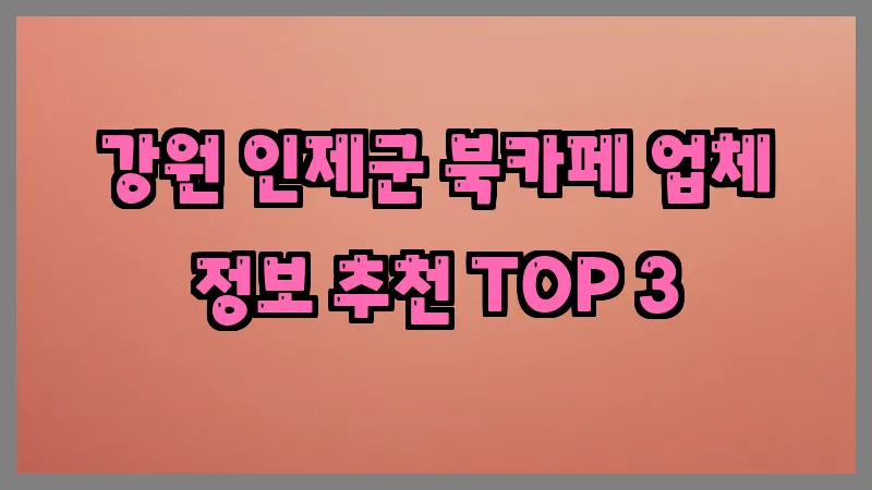 강원 인제군 북카페 업체 정보 추천 TOP 3