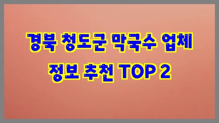 경북 청도군 막국수 업체 정보 추천 TOP 2