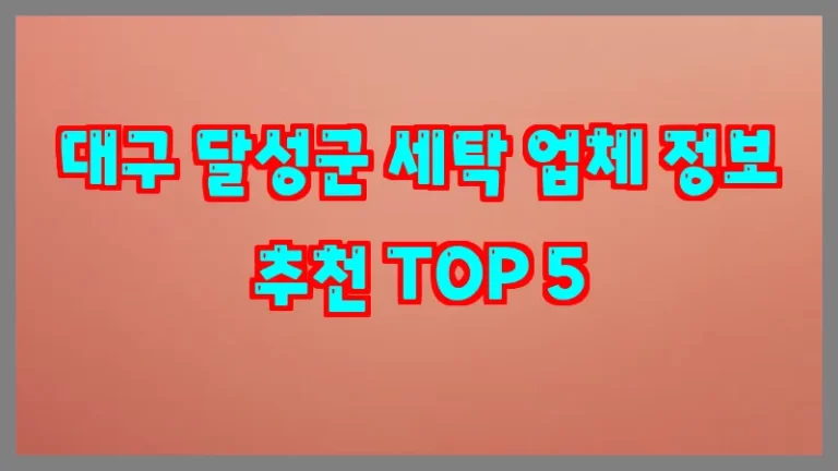 대구 달성군 세탁 업체 정보 추천 TOP 5