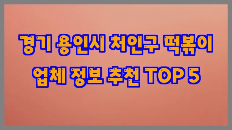 경기 용인시 처인구 떡볶이 업체 정보 추천 TOP 5