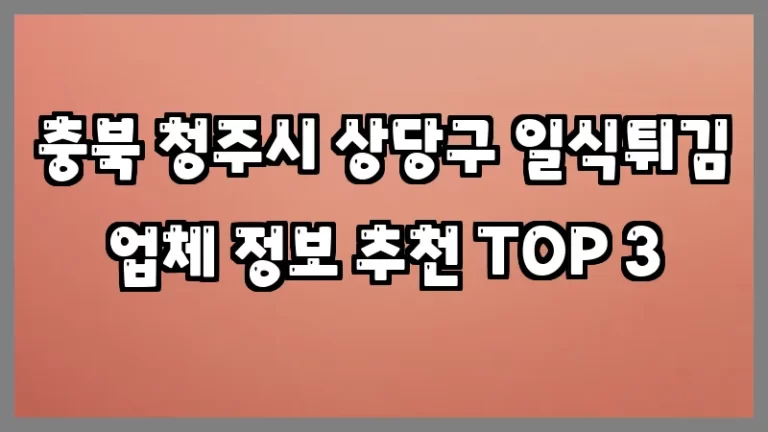 충북 청주시 상당구 일식튀김 업체 정보 추천 TOP 3