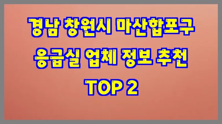 경남 창원시 마산합포구 응급실 업체 정보 추천 TOP 2
