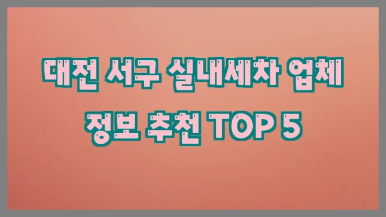 대전 서구 실내세차 업체 정보 추천 TOP 5