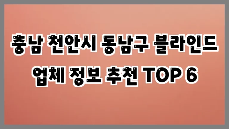 충남 천안시 동남구 블라인드 업체 정보 추천 TOP 6
