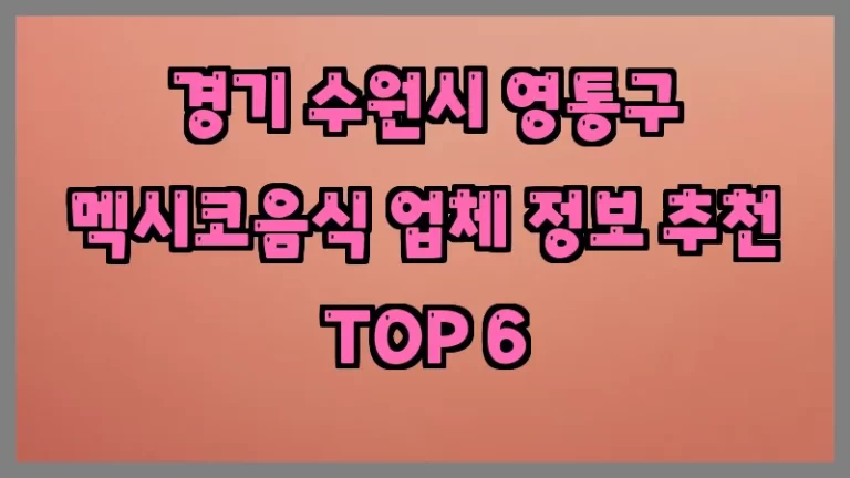경기 수원시 영통구 멕시코음식 업체 정보 추천 TOP 6