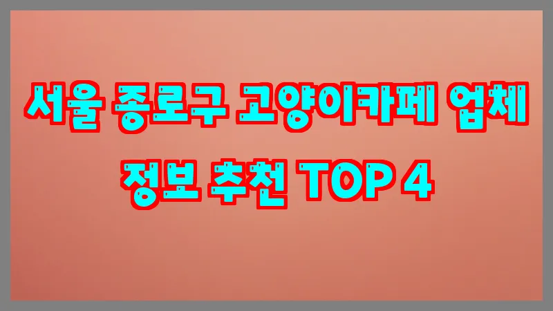 서울 종로구 고양이카페 업체 정보 추천 TOP 4
