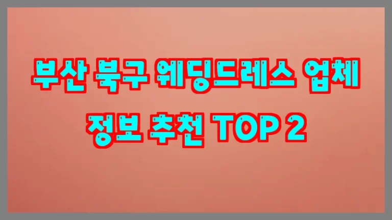 부산 북구 웨딩드레스 업체 정보 추천 TOP 2