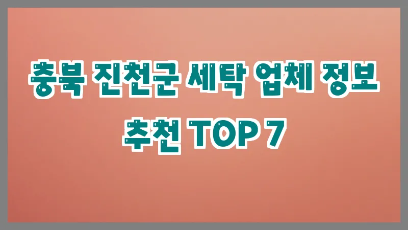 충북 진천군 세탁 업체 정보 추천 TOP 7