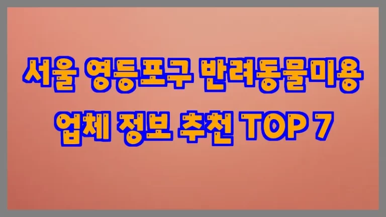 서울 영등포구 반려동물미용 업체 정보 추천 TOP 7