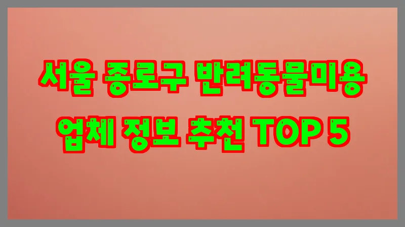 서울 종로구 반려동물미용