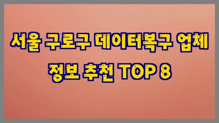 서울 구로구 데이터복구 업체 정보 추천 TOP 8