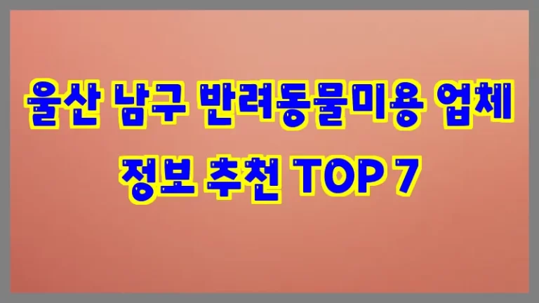 울산 남구 반려동물미용 업체 정보 추천 TOP 7