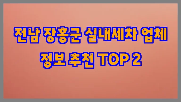 전남 장흥군 실내세차 업체 정보 추천 TOP 2