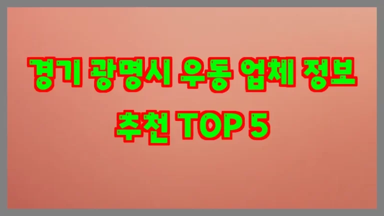 경기 광명시 우동 업체 정보 추천 TOP 5