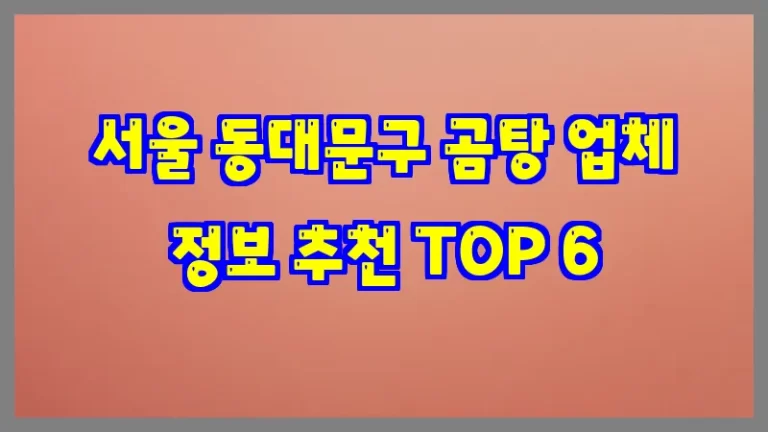 서울 동대문구 곰탕 업체 정보 추천 TOP 6