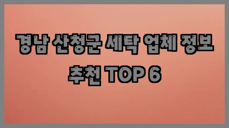 경남 산청군 세탁 업체 정보 추천 TOP 6