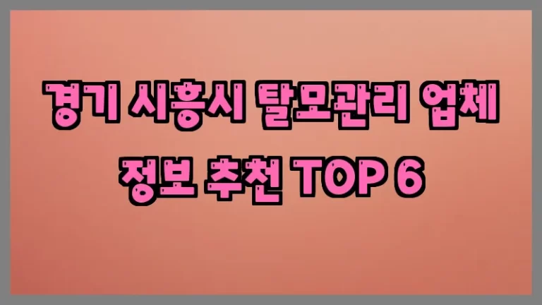 경기 시흥시 탈모관리 업체 정보 추천 TOP 6