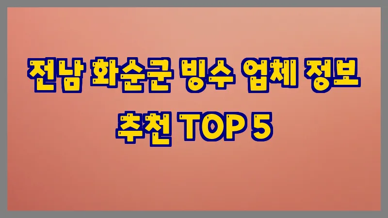전남 화순군 빙수 업체 정보 추천 TOP 5