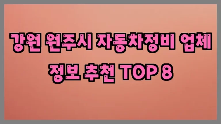 강원 원주시 자동차정비 업체 정보 추천 TOP 8