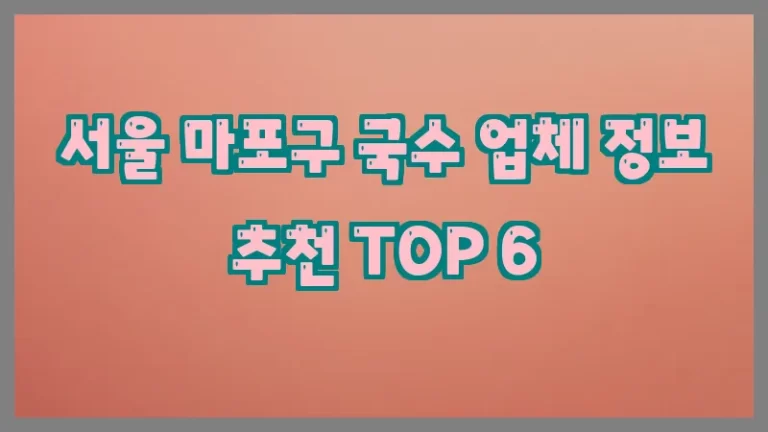 서울 마포구 국수 업체 정보 추천 TOP 6