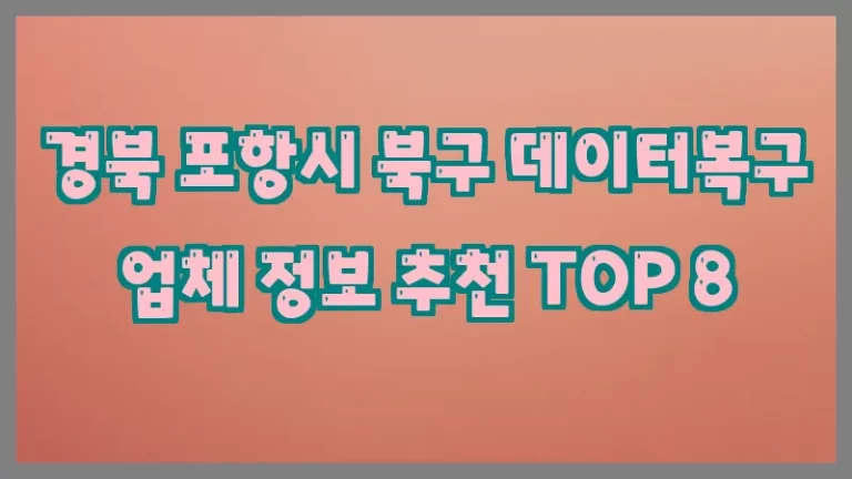 경북 포항시 북구 데이터복구 업체 정보 추천 TOP 8