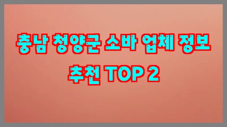 충남 청양군 소바 업체 정보 추천 TOP 2