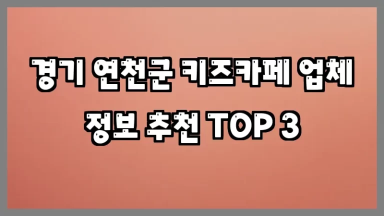 경기 연천군 키즈카페 업체 정보 추천 TOP 3