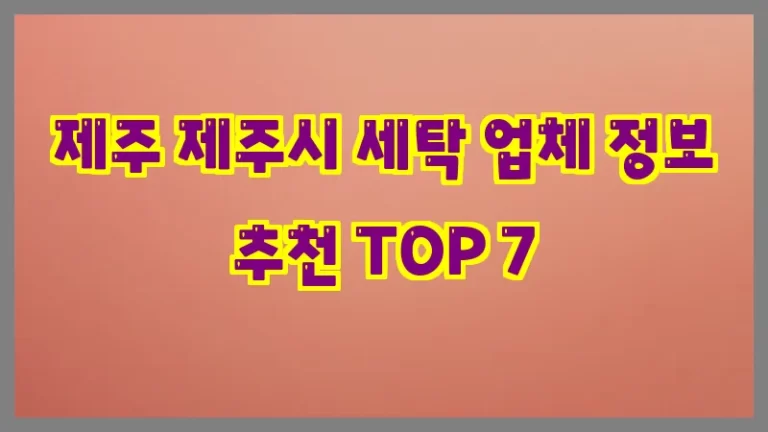 제주 제주시 세탁 업체 정보 추천 TOP 7