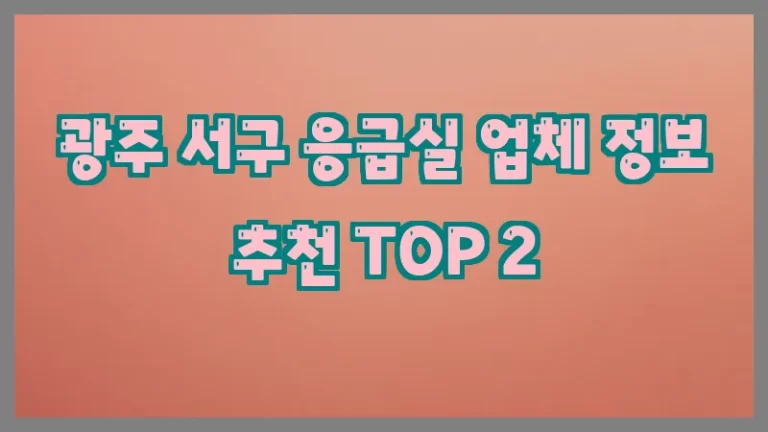 광주 서구 응급실 업체 정보 추천 TOP 2