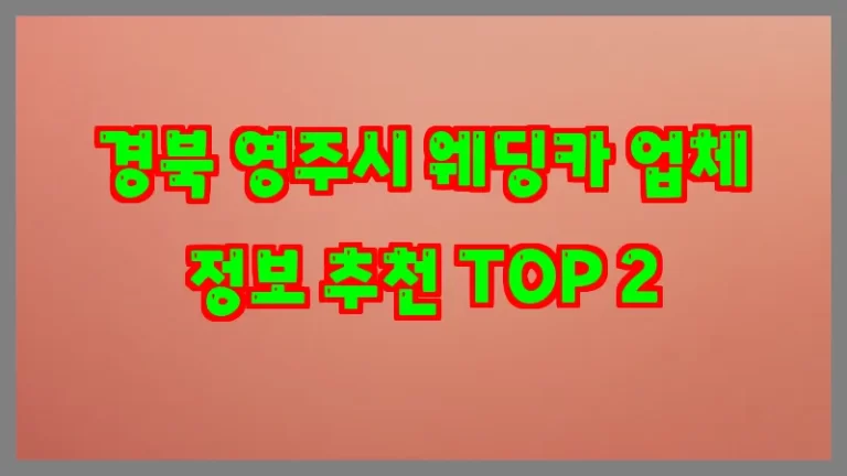 경북 영주시 웨딩카 업체 정보 추천 TOP 2