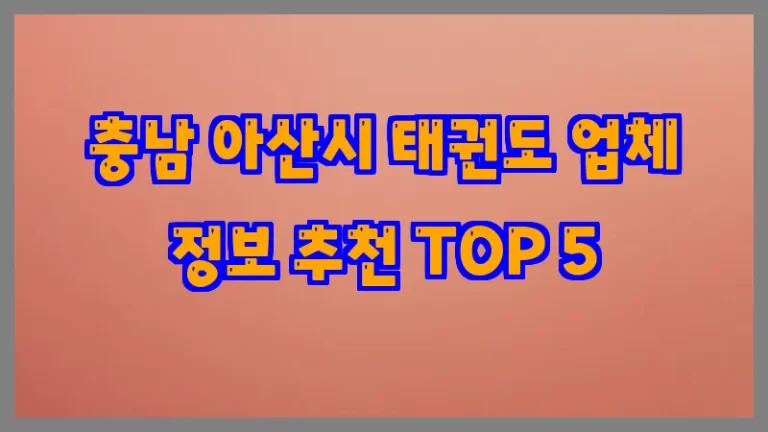 충남 아산시 태권도 업체 정보 추천 TOP 5