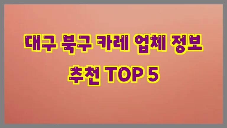 대구 북구 카레 업체 정보 추천 TOP 5