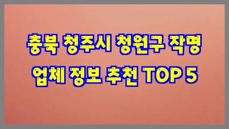 충북 청주시 청원구 작명 업체 정보 추천 TOP 5